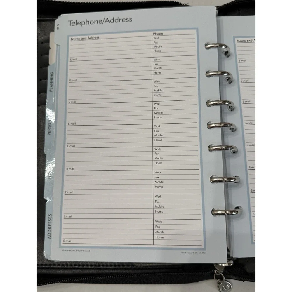 VTG Franklin Covey 365 Black Planner Zip Around 7 Ring Binder 10 X 8 Blank Pages
